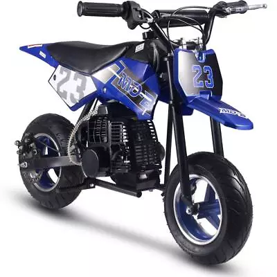 MotoTec Kids Mini Gas Dirt Bike Supermoto Motorcycle 50cc 2-Stroke - Blue • $299.02