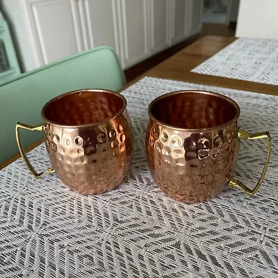 Pure Copper Hammered Moscow Mule Mug Brass Handle Ayurveda Health Benefits 500ML • $9.99