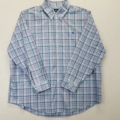 Brooks Brothers Casual Dress Shirt Men 2XLT Blue Windowpane Pima Cotton • $22.95