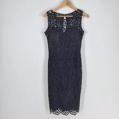 Queenspark Statement Womens Dress Size 8 Pencil Black Textured 048139 • $19.96