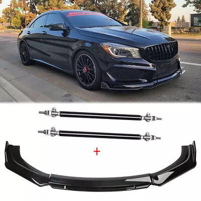 For Mercedes-Benz CLA250 C300 AMG Front Bumper Lip Spoiler Splitter +Strut Rods • $89.11