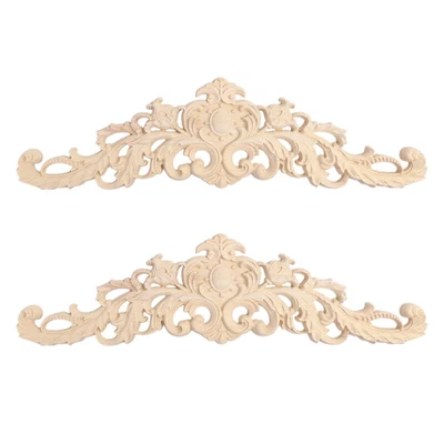 $8.27 • Buy 2Pcs Wood Decorative Long Carved Onlay Applique Furniture Corners Ornament  F5H8