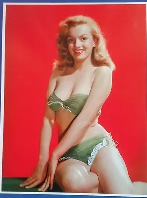 MARILYN MONROE 8 1/2  X 11 COLORED PHOTOGRAPH BIKINI BODY RED PRINT SILK POSTER • $18.95