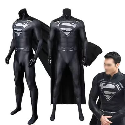 Superman In Black Costume Clark Kent Cosplay Jumpsuit Carnival Halloween • $75.03