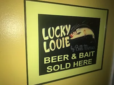 Lucky Louie Fishing Lure Bait Shop Man Cave Advertising Sign • $27.99