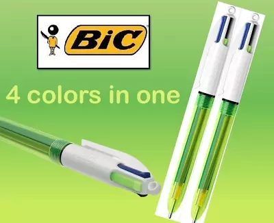 Set Of 2 BIC 4 Multi Colour In One Shine Metallic Ballpoint Pen • £4.95