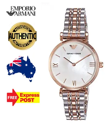 New Emporio Armani Ar1683 Mother Of Pearl Silver/rose Gold Two-tone Womens Watch • $229.99