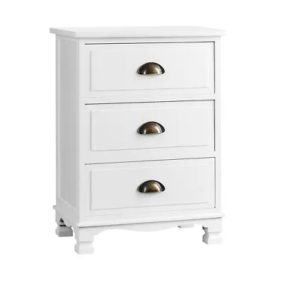 Artiss Bedside Tables Drawers Side Table Storage Cabinet Dresser White Vintage • $73.71