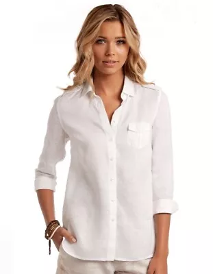 Island Company Women's Linen Comandante Shirt-XL White RETAILS $130.00 • $29.96