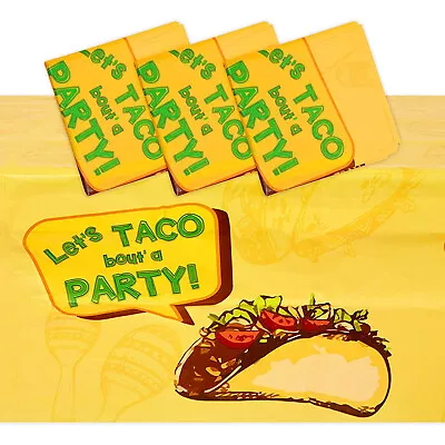 Mexican Fiesta Tablecloth Let’s Taco Bout A Party (54 X 108 In 3 Pack) • $10.89