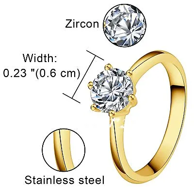 1.0 Carat CZ Womens Solitaire Wedding Ring Stainless Steel Band Size 5-11 • $9.99