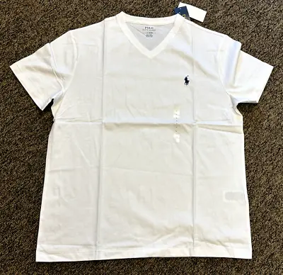 New Polo Ralph Lauren Men's V-Neck T-Shirt Tee WHITE - Size LARGE • $14.95