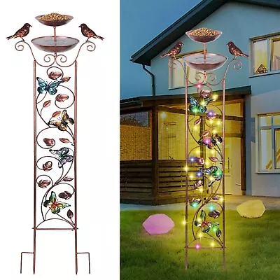 1 Bird Bath With Garden Trellis Outdoor 42.5Inch Bird Bath Feeder Bowl Metal NEW • $28.34