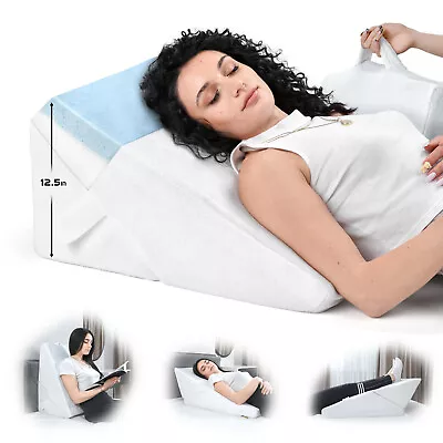 Bed Wedge Pillow Multipurpose Cooling Gel Memory Foam Top Machine Washable • $42.95