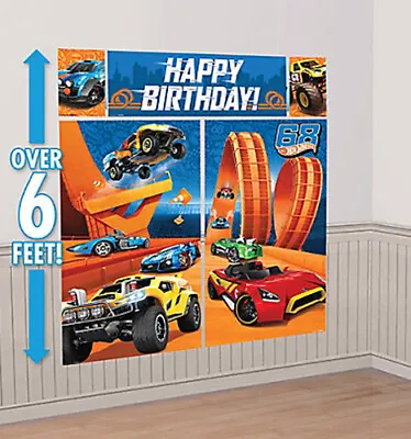 HOT WHEELS Scene Setter Birthday Party Wall Decoration BACKDROP  6' Race Cars • $12.99