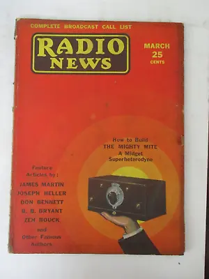 Radio News Magazine March 1931 Midget Superheterodyne Vintag Broadcast Call List • $13.95