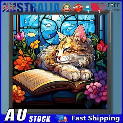 AU 5D DIY Full Round Drill Diamond Painting A Cat Stained Glass Home Decoration • $9.99