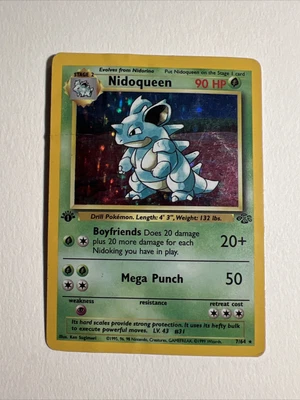 $20 • Buy Pokemon Nidoqueen 1st Edition Jungle Holo 1999 #7/64 WOTC Heavy Play Damage