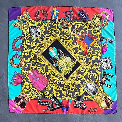 GIANNI VERSACE Silk Scarf God Save The Queen Print Size 38  From S/S 1991/92 • $997.49