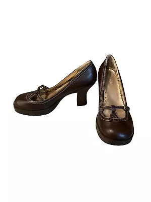 Maurices Shoes Womens 7? 90s Y2K Chunky Platform Buckle Mary Jane T Strap Brown • $29.95