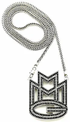 MMG Necklace New Crystal Rhinestones Pendant 36 Inch Franco Style Chain • $37.75