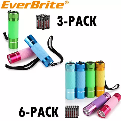 EverBrite 3Pack/6Pack/9Pack Mini LED Aluminum Flashlight Glow IN Dark Flashlight • $15.99