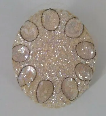 Vintage 1950s Wedding Skull Cap Light Pink Iridescent Sequins Beads Vail  • $48