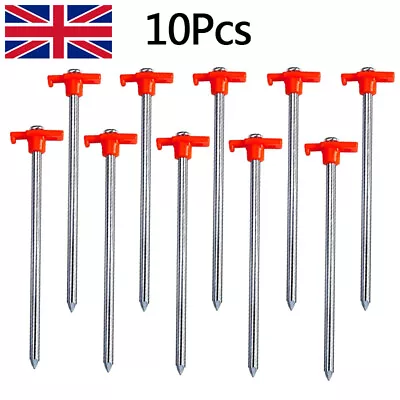 £7.49 • Buy 10 Pcs Heavy Duty Galvanised Steel Tent Pegs Metal Camping Ground Sheet Anchor