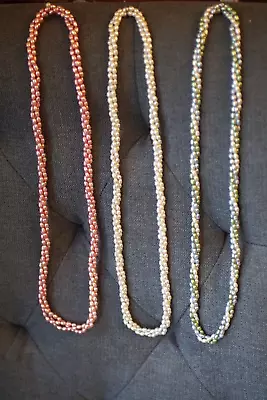 3.5-4MM AAA Cultured Pearl 3 Strand 24  Torsade Necklaces Lot Of 3 NWOT • $21.95