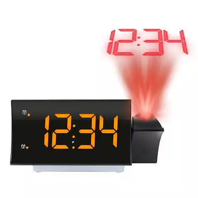 La Crosse Technology Black Digital Curved Projection Alarm Clock Radio With • $31.38