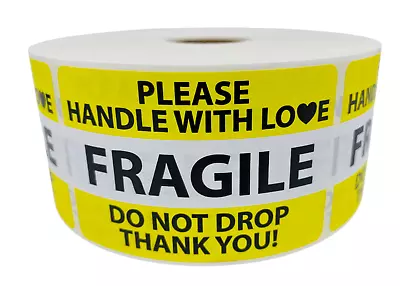 YL Fragile Labels Handle W/ Love | Do Not Drop Thank You | 2 X3  | 1 Roll 500 • $10.98