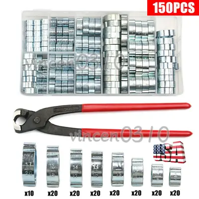 150X Double Ear Clamp O Clips Kit Crimp Air Silicone Petrol Water Fuel Hose Pipe • $34.19