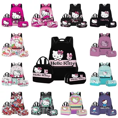Hello Kitty 3D Backpack Lunch Bag Pencil Case Kid School Bag Travel Rucksack • $16.99
