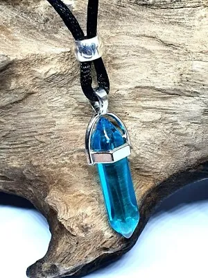 £4.75 • Buy Blue Obsidian Crystal Pendant Stone Of Clarity Calmness Gemstone Cord Necklace
