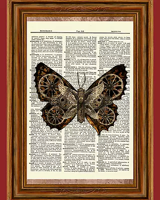 Steampunk Butterfly Dictionary Art Print Gothic Victorian Picture Gear  • $5.99