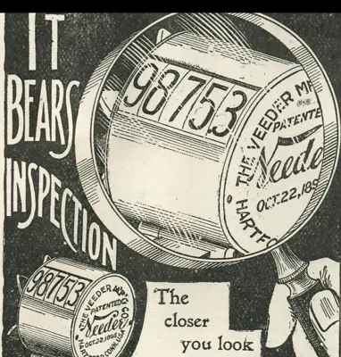 1898 Veeder Cyclometer Mileage Meter Magnifying Glass Bicycle Accessory Ad 8972 • $11.97