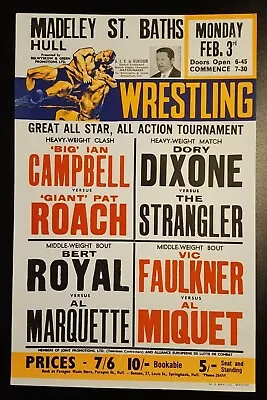 Vintage British Wrestling Poster Hull 1969 Pat Roach Al Marquette Ian Campbell  • $31.08