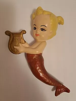 Vintage Retro Kitschy Mermaid Ceramic Handmade Hand Painted Wall Plaque • $20