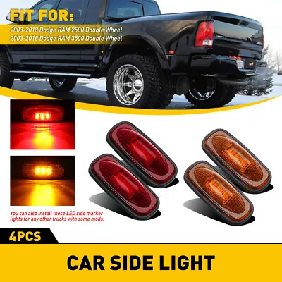 4Pcs Dually Bed Fender Side Marker LED Lights For 03-18 Dodge Ram 3500 Red Amber • $15.99