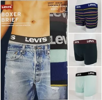 Levis Boxer Breif 3 Pack Size L High Comfort Cotton Stretch Iconic Logo  Rrp £34 • £22.99