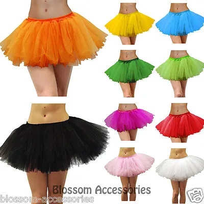 CSW26 Short Petticoat Tulle Tutu Skirt Neon Fluro 80s Skirt Costume Dance • $26.50