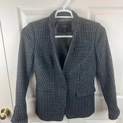 Women's J.Crew Houndstooth Regent Blazer Tweed Plaid Wool Size 4 • $49.97