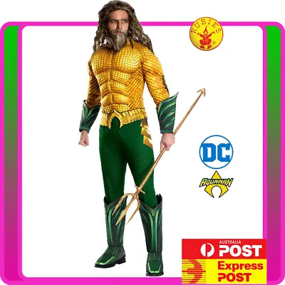 Mens Deluxe Aquaman Costume Adult Sea Superhe DC Comic TV Book Movie Jumpsuit • $82.64