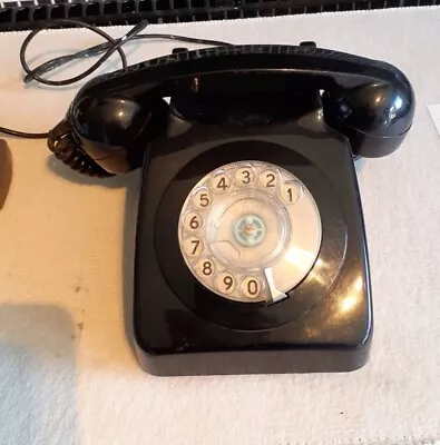 VINTAGE LANDLINE ROTARY DIAL TELEPHONE  - GPO BT 746 Black • £11.50