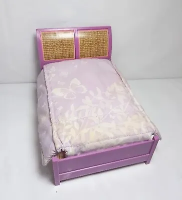 Vtg 2007 Mattel Fisher Price Loving Family Doll Purple Bed Butterfly Comforter • $15.29