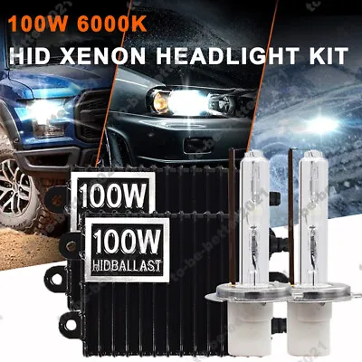 2X 100W HID Xenon Headlight&Ballasts Kit H1 H3 H4 H7 H8 9005 9006 6000K 8000LM • $33.19