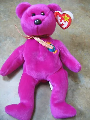 TY Beanie Babies MILLENIUM PURPLE BEAR Retired (1999 TAG) • $12.49