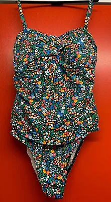 New Ex M&S Tummy Control Floral Bandeau Strapless Swimsuit 10 12 14 16 18 24 • £12.95