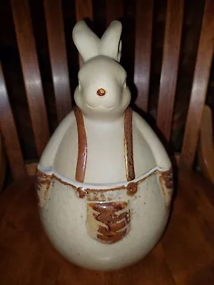Easter Is Fat Ceramic Bunny Rabbit  Cookie Jar Brown & Beige 11   Tall 7   Wide • $25