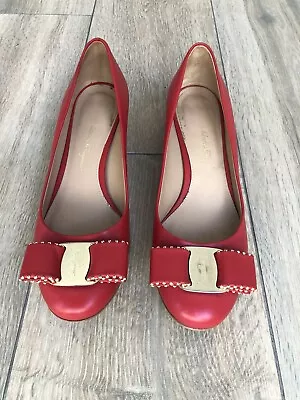 Red Studded Vara Bow Salvatore Ferragamo Shoes 7 1/2C • $250